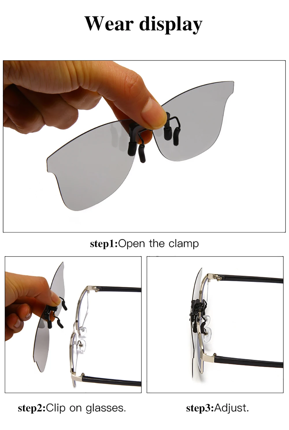 VIVIBEE Square Mirror Men's Clip on Polarized Night Driving Glasses Yellow UV400 Women Sunglasses Fishing Clips