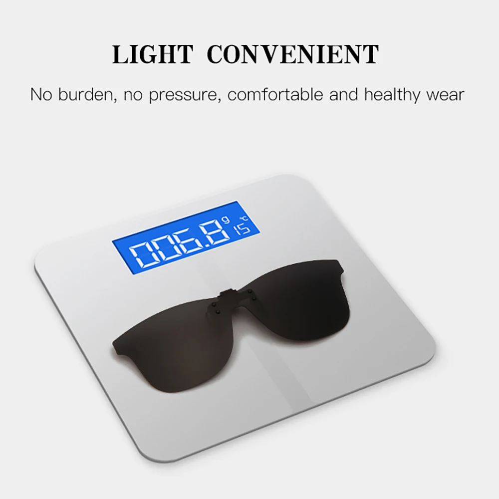 VIVIBEE Square Mirror Men's Clip on Polarized Night Driving Glasses Yellow UV400 Women Sunglasses Fishing Clips