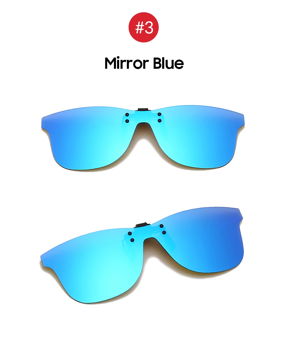 VIVIBEE Square Mirror Men's Clip on Polarized Night Driving Glasses Yellow UV400 Women Sunglasses Fishing Clips