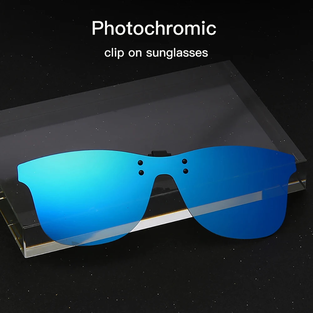 VIVIBEE Square Mirror Men's Clip on Polarized Night Driving Glasses Yellow UV400 Women Sunglasses Fishing Clips