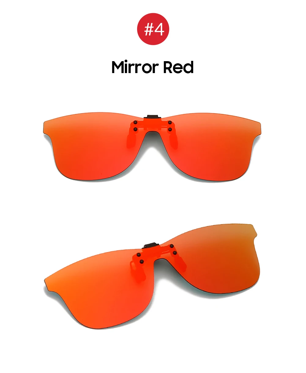 VIVIBEE Square Mirror Men's Clip on Polarized Night Driving Glasses Yellow UV400 Women Sunglasses Fishing Clips
