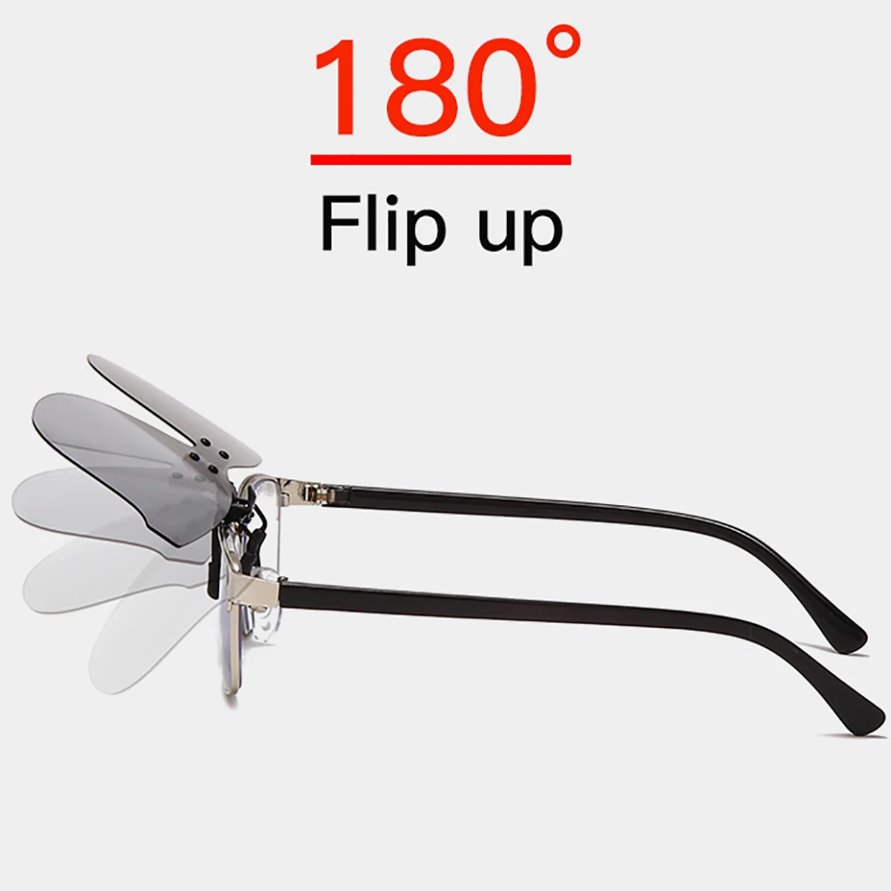 VIVIBEE Square Mirror Men's Clip on Polarized Night Driving Glasses Yellow UV400 Women Sunglasses Fishing Clips