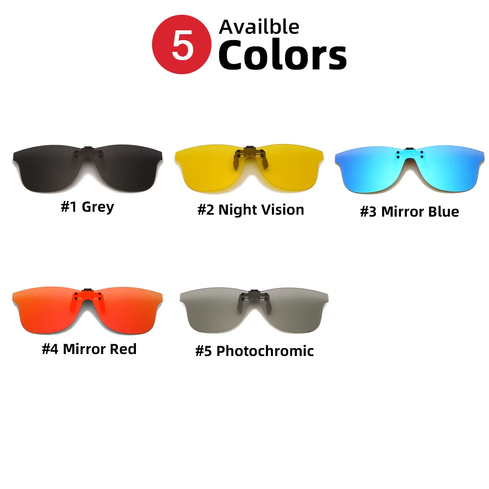 VIVIBEE Square Mirror Men's Clip on Polarized Night Driving Glasses Yellow UV400 Women Sunglasses Fishing Clips