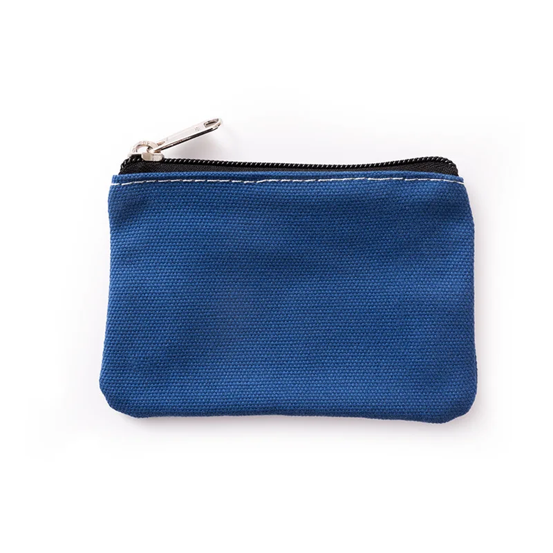 DIY Plain Canvas Cotton Bag Pure Zipper Coin Key Bag Money Pocket Women Men Hand-held Coin Purse Small Wallet Kid