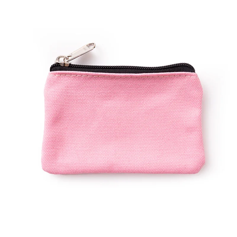 DIY Plain Canvas Cotton Bag Pure Zipper Coin Key Bag Money Pocket Women Men Hand-held Coin Purse Small Wallet Kid