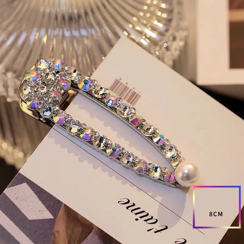 Korea Shiny Rhinestones Hair Clips Women Crystal Hairpin Geometric Waterdrop Imitiation Pearl Hair Accessories Girl Dropshipping