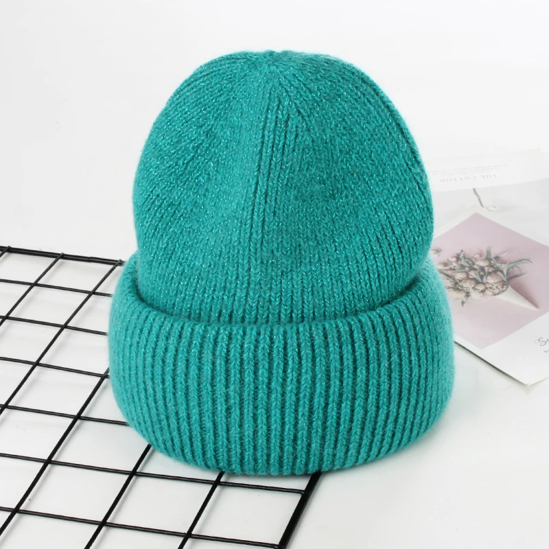 VISROVER 9 Colors Unisex Solid Color Real Rabbit Fur Beanies Winter Hat For Woman Knit Bonnet Acrylic Woman Autumn Warm Skullies