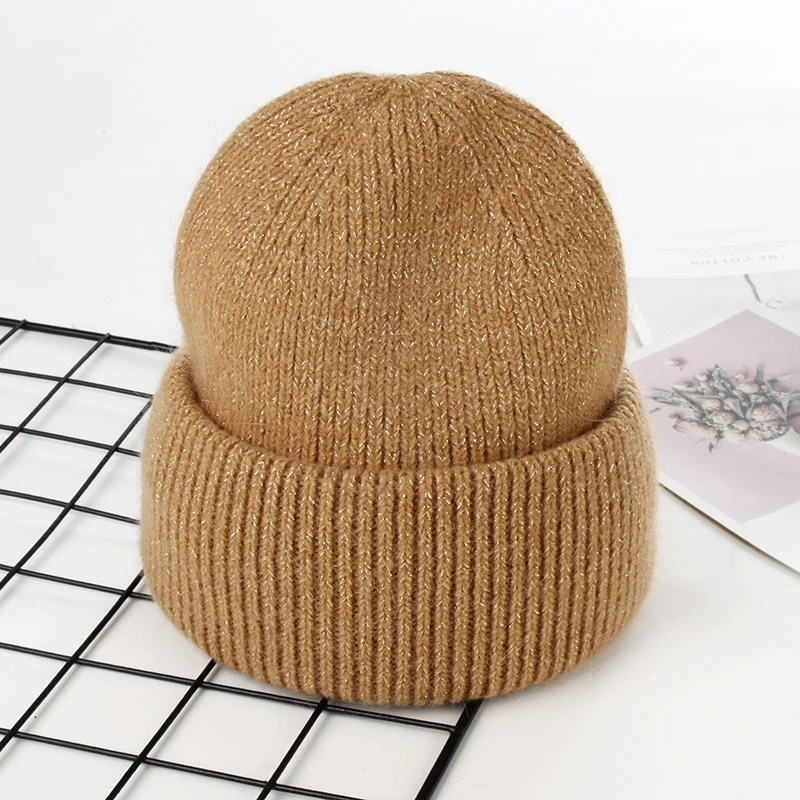 VISROVER 9 Colors Unisex Solid Color Real Rabbit Fur Beanies Winter Hat For Woman Knit Bonnet Acrylic Woman Autumn Warm Skullies