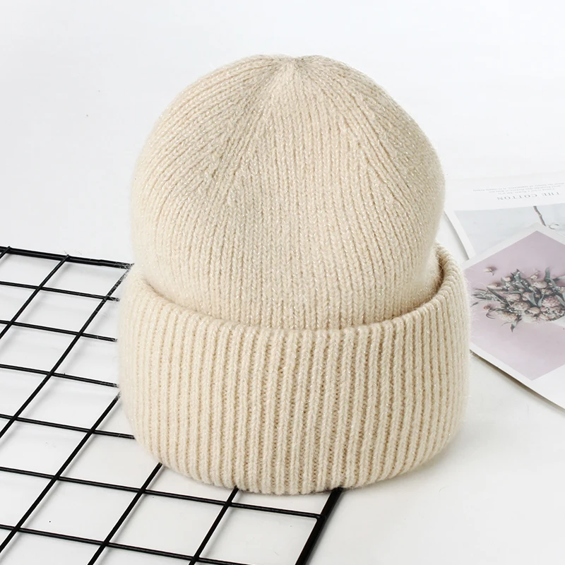VISROVER 9 Colors Unisex Solid Color Real Rabbit Fur Beanies Winter Hat For Woman Knit Bonnet Acrylic Woman Autumn Warm Skullies