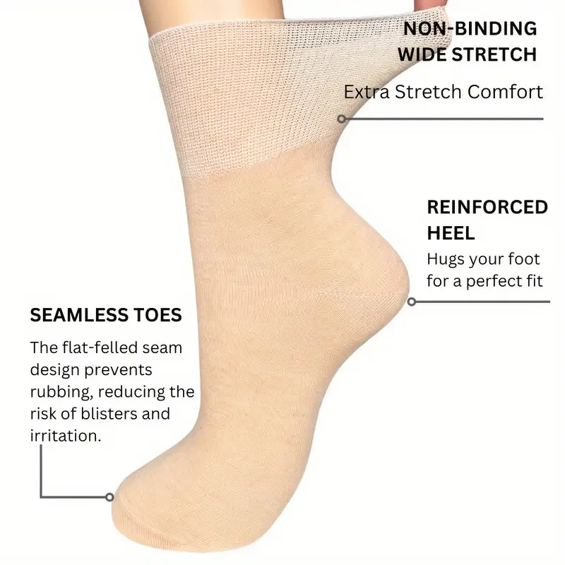7 pairs women's non binding diabetes socks comfortable breathable shoes suitable for elderly and pregnant women for fat feet