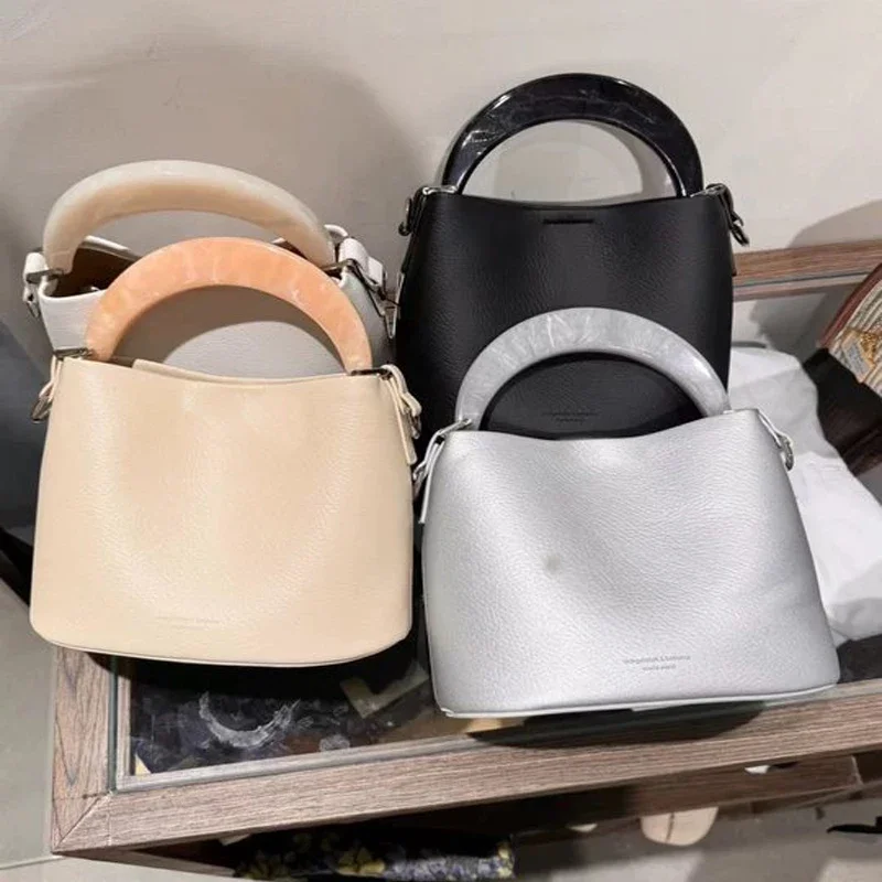 1CP Moon Resin Handle with Horseshoe Buckle Crossbody Bag Shoulder Bag Leather Bag Arched Handle DIY Wallet Making