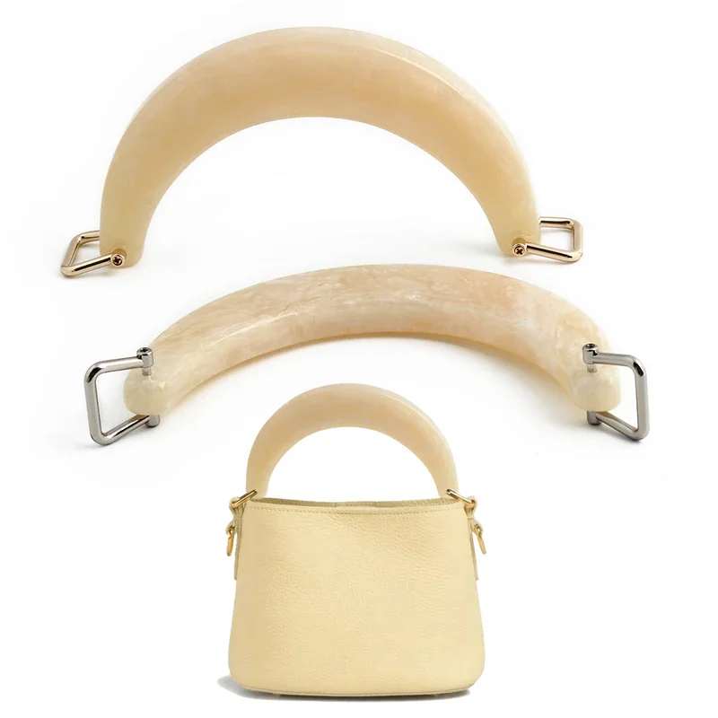1CP Moon Resin Handle with Horseshoe Buckle Crossbody Bag Shoulder Bag Leather Bag Arched Handle DIY Wallet Making
