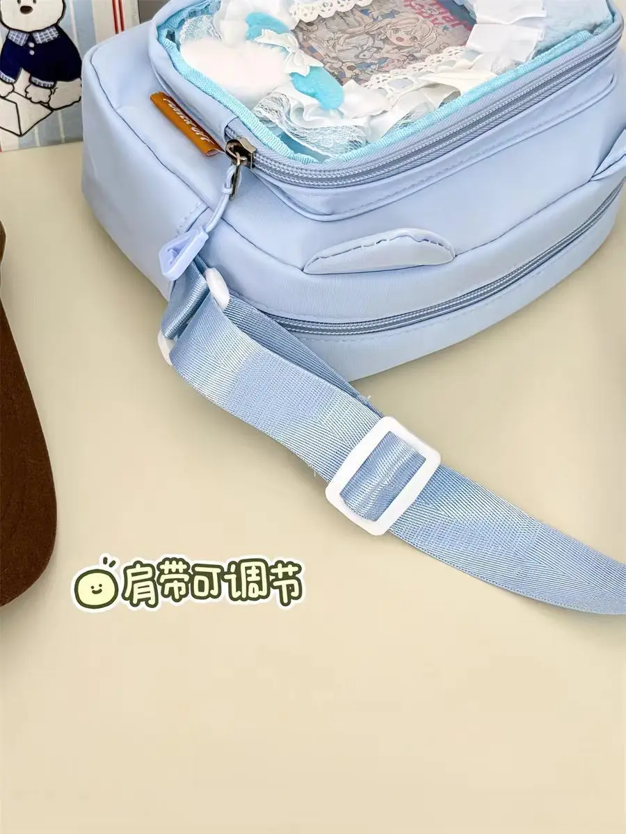 Japanese Harajuku Cute Girls Y2K Transparent Cartoon Ita Bag Ulzzang Doll Bag Versatile Crossbody Bag Casual Mobile Phone Bag