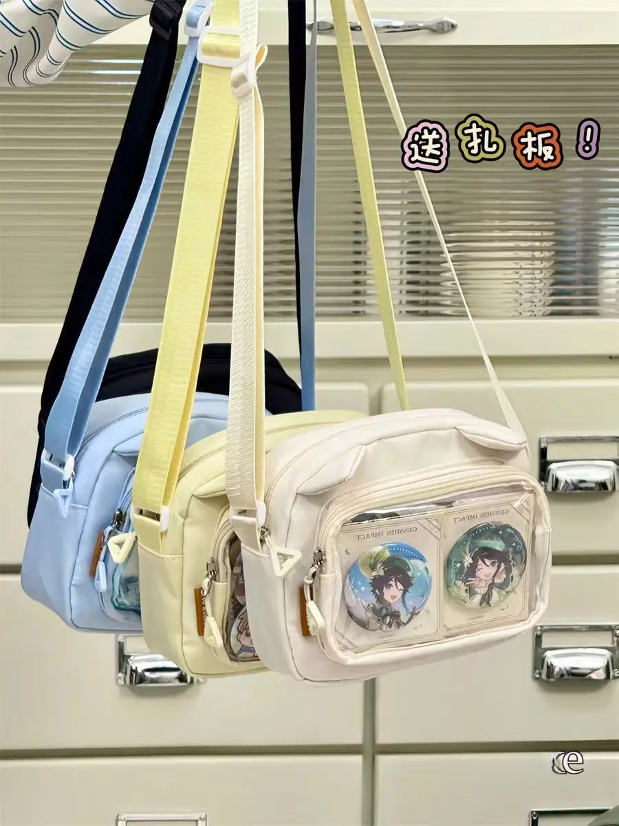 Japanese Harajuku Cute Girls Y2K Transparent Cartoon Ita Bag Ulzzang Doll Bag Versatile Crossbody Bag Casual Mobile Phone Bag