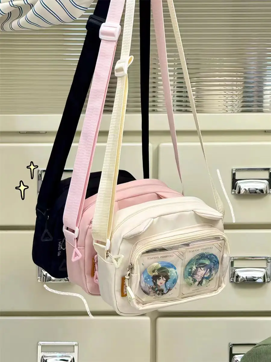 Japanese Harajuku Cute Girls Y2K Transparent Cartoon Ita Bag Ulzzang Doll Bag Versatile Crossbody Bag Casual Mobile Phone Bag