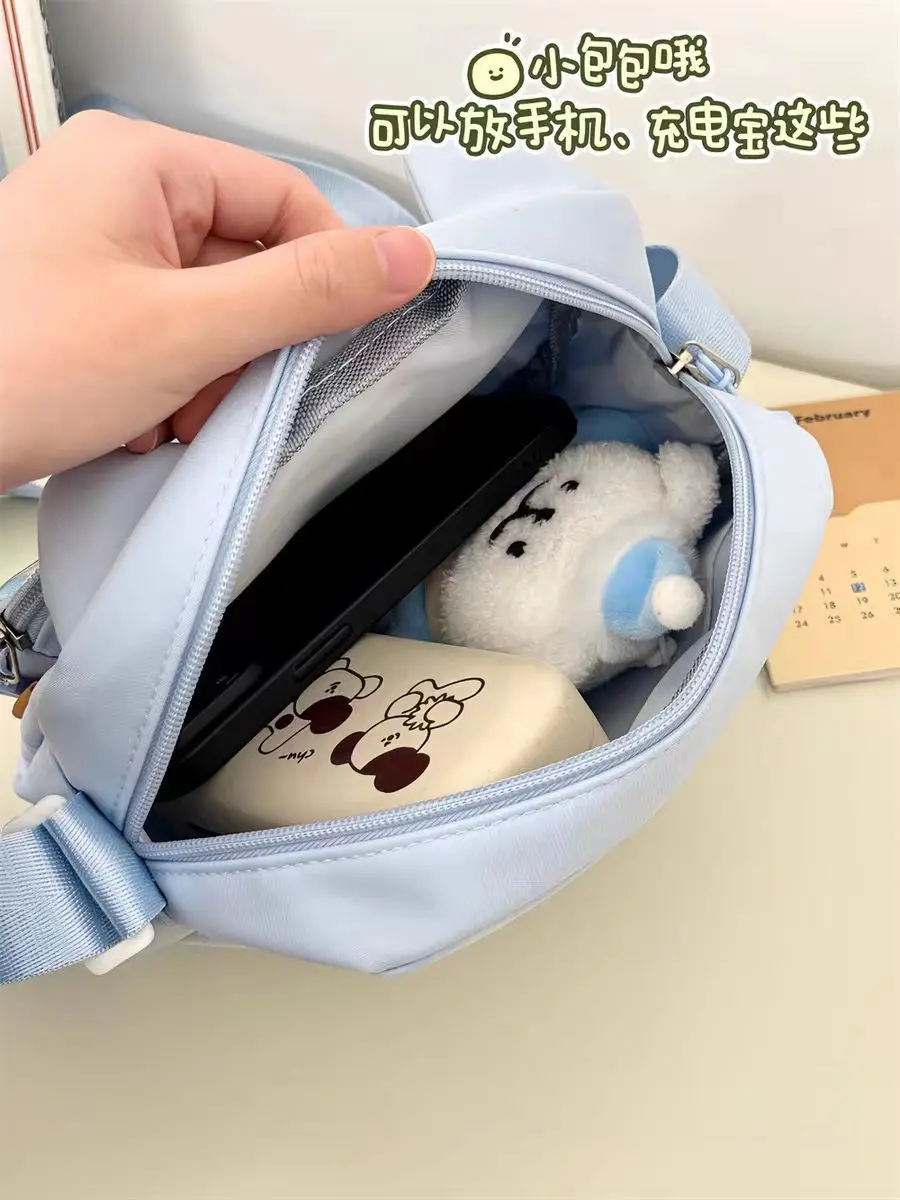 Japanese Harajuku Cute Girls Y2K Transparent Cartoon Ita Bag Ulzzang Doll Bag Versatile Crossbody Bag Casual Mobile Phone Bag