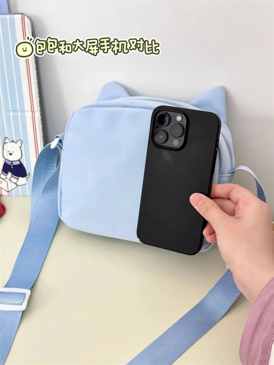 Japanese Harajuku Cute Girls Y2K Transparent Cartoon Ita Bag Ulzzang Doll Bag Versatile Crossbody Bag Casual Mobile Phone Bag