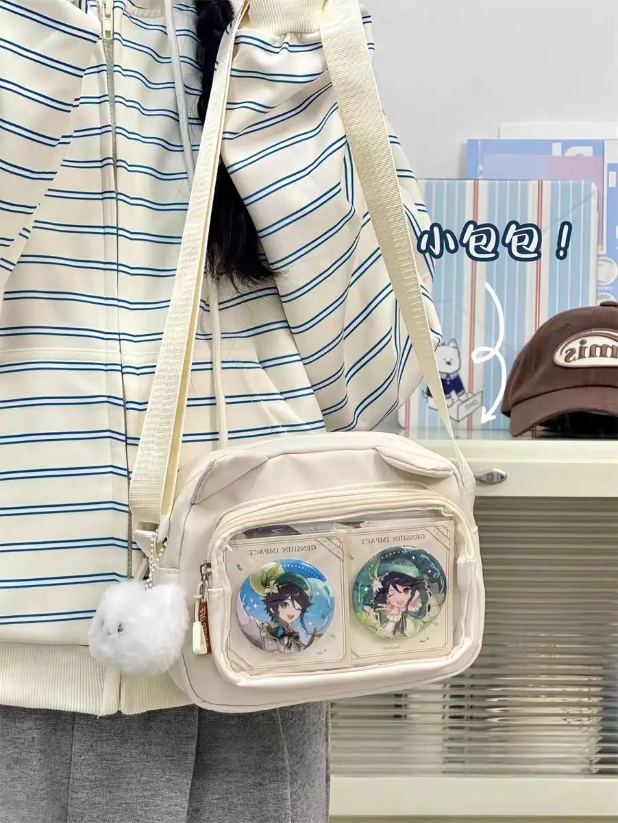 Japanese Harajuku Cute Girls Y2K Transparent Cartoon Ita Bag Ulzzang Doll Bag Versatile Crossbody Bag Casual Mobile Phone Bag