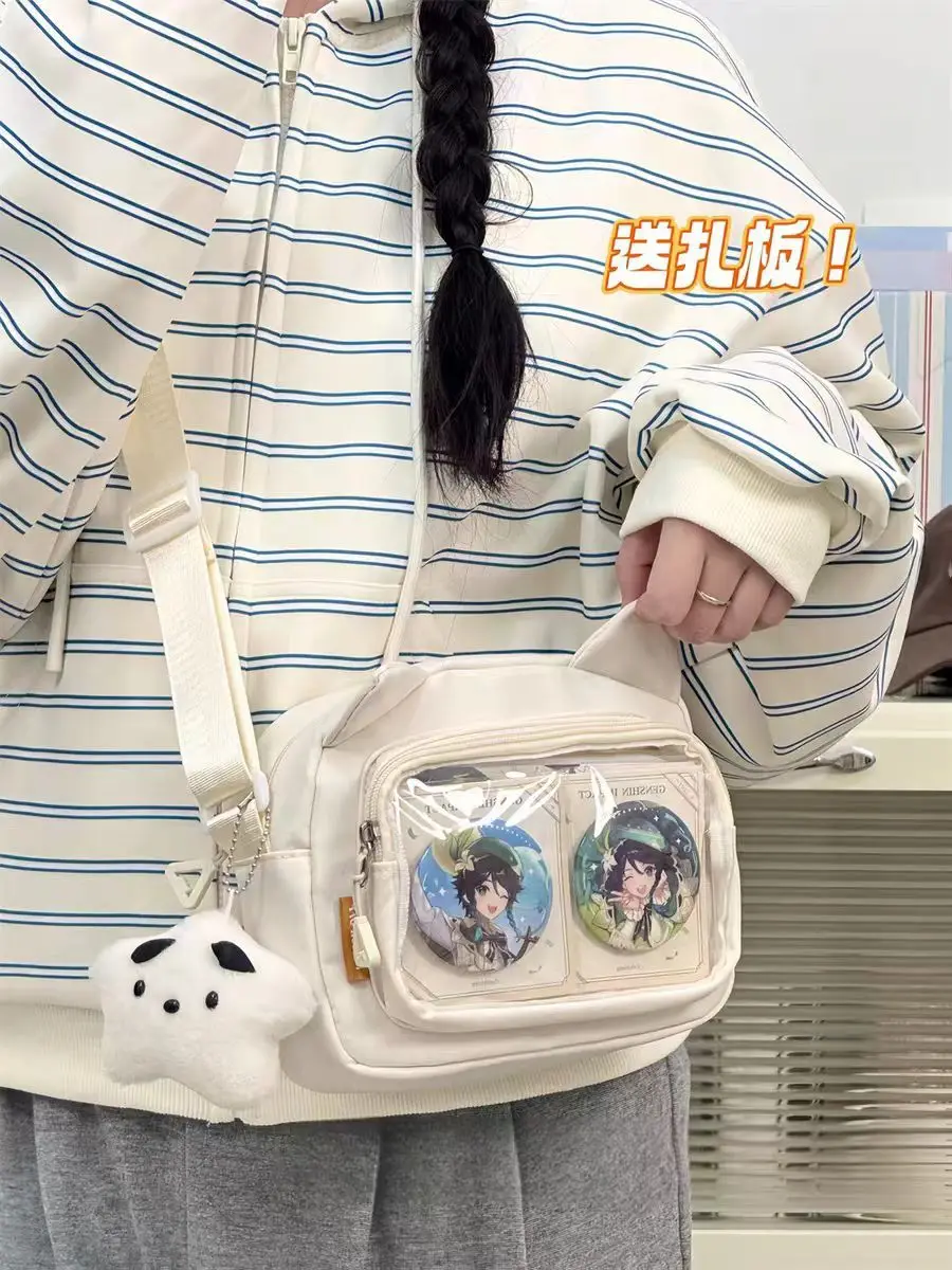 Japanese Harajuku Cute Girls Y2K Transparent Cartoon Ita Bag Ulzzang Doll Bag Versatile Crossbody Bag Casual Mobile Phone Bag