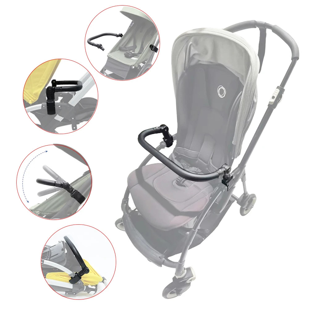 Baby Armrest For Bugaboo Bee/3/5/6 Buggy Bumper Bar With Leather Cover Clamp Openable Foldable Stroller Replace Accessories