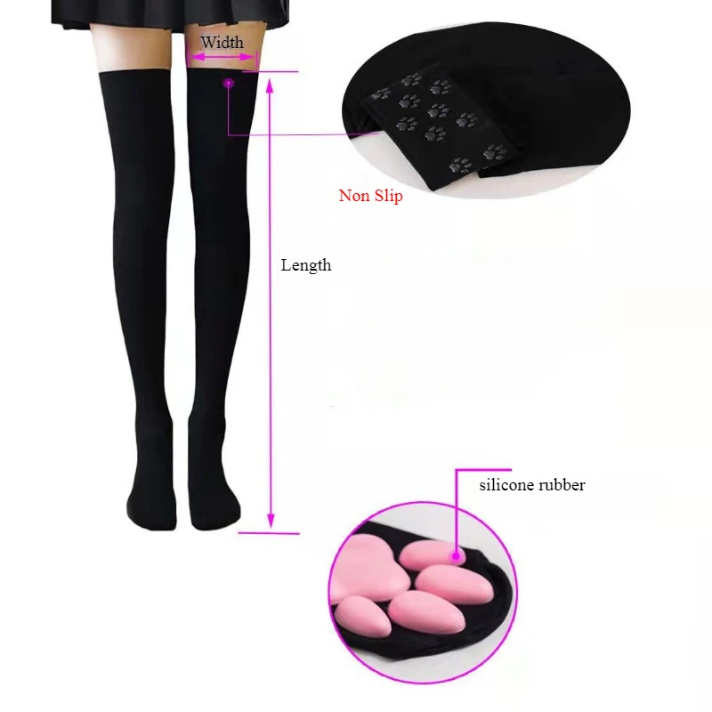 Womens Thigh High Stockings Cat Paw Pad Ladies Girls pink Long Over 3D Above Knee Socks Cosplay Lace Lolita Harajuku Y2k female