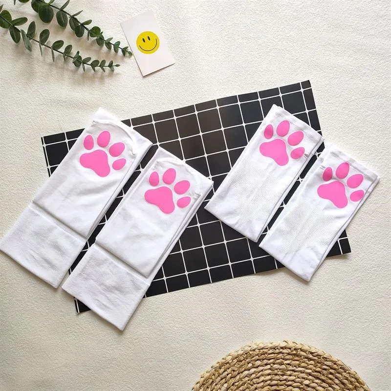 Womens Thigh High Stockings Cat Paw Pad Ladies Girls pink Long Over 3D Above Knee Socks Cosplay Lace Lolita Harajuku Y2k female