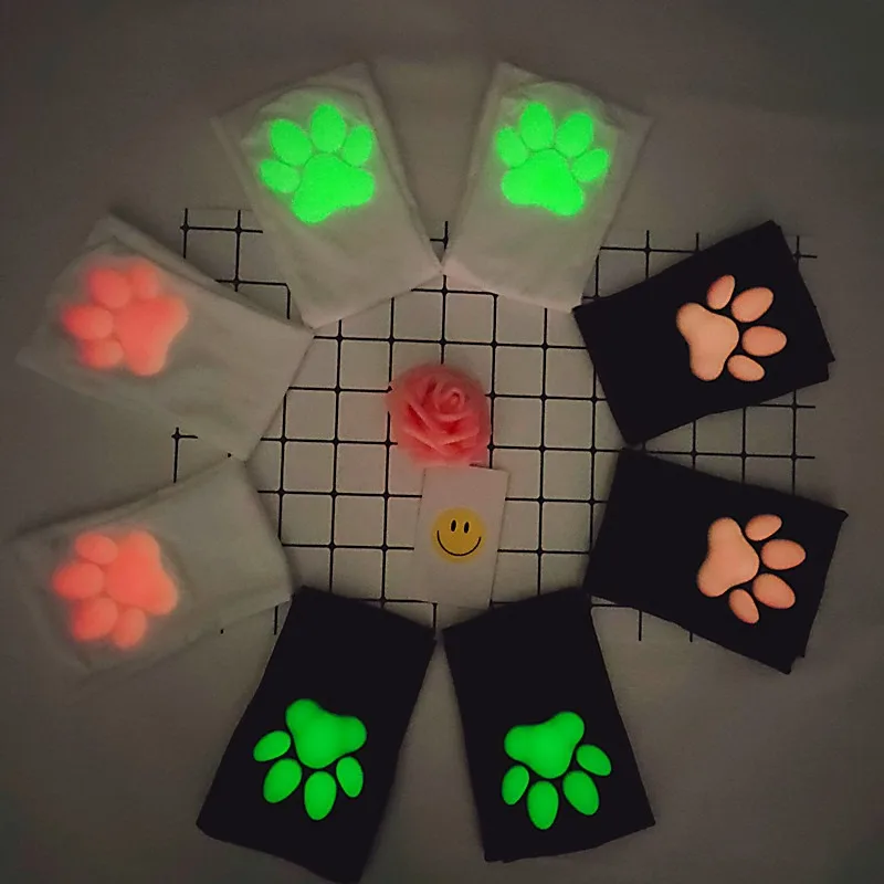 Womens Thigh High Stockings Cat Paw Pad Ladies Girls pink Long Over 3D Above Knee Socks Cosplay Lace Lolita Harajuku Y2k female
