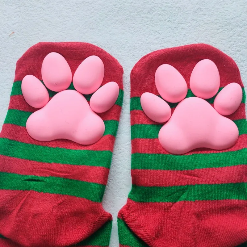 Womens Thigh High Stockings Cat Paw Pad Ladies Girls pink Long Over 3D Above Knee Socks Cosplay Lace Lolita Harajuku Y2k female