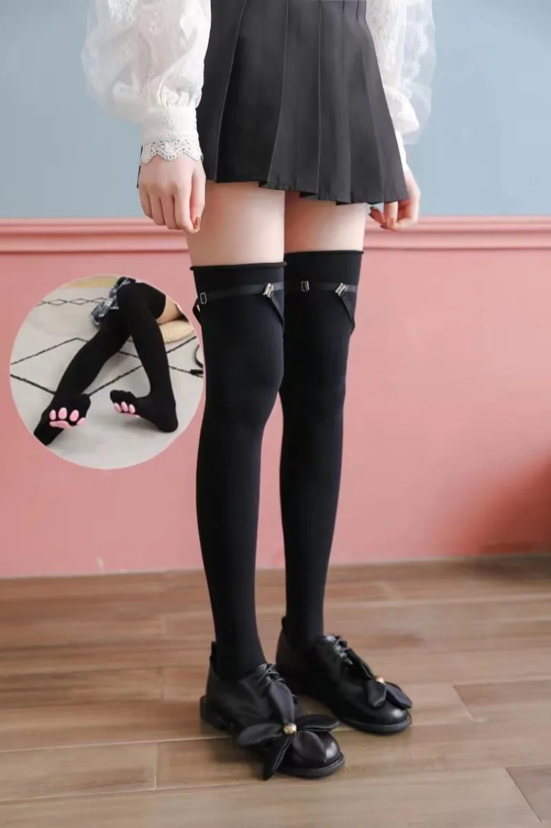 Womens Thigh High Stockings Cat Paw Pad Ladies Girls pink Long Over 3D Above Knee Socks Cosplay Lace Lolita Harajuku Y2k female
