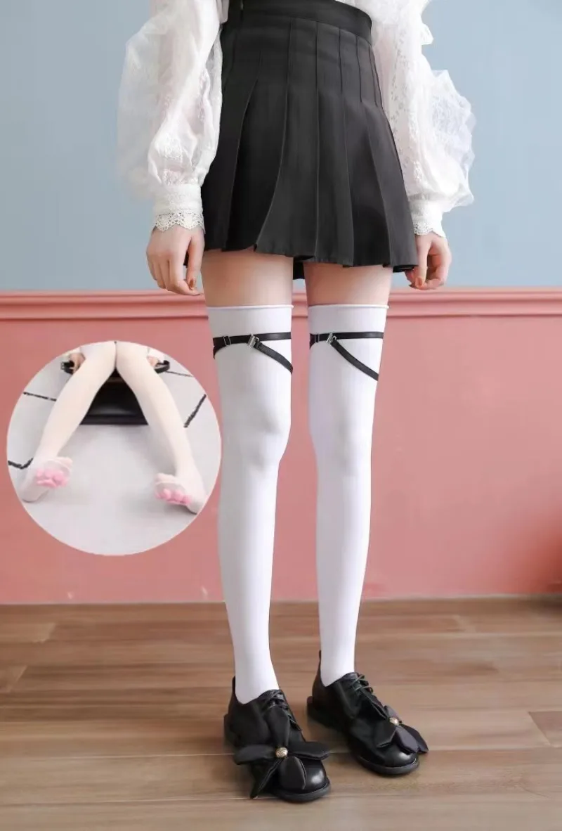Womens Thigh High Stockings Cat Paw Pad Ladies Girls pink Long Over 3D Above Knee Socks Cosplay Lace Lolita Harajuku Y2k female