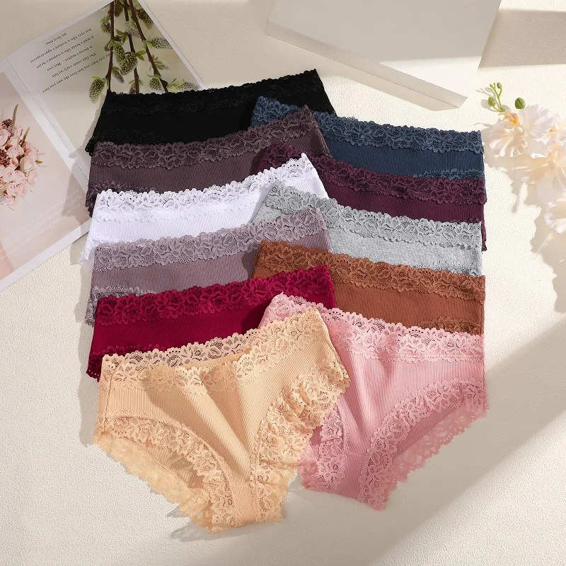 7PCS Cotton Panties For Women Seamless Ribbed Briefs Female Stretch Comfortable Underwear Ladies Low Waist Sexy Lingerie Solid
