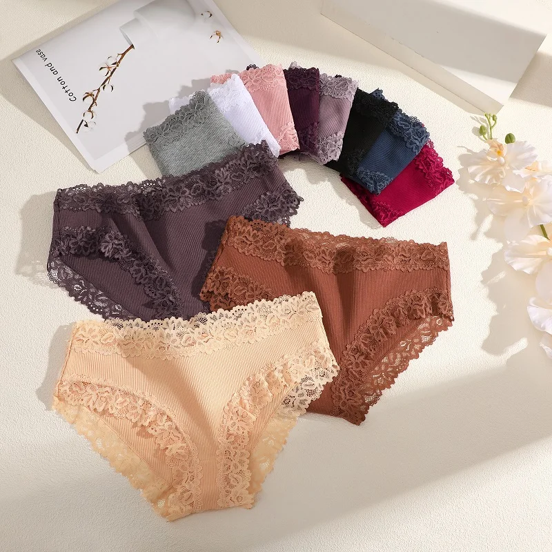 7PCS Cotton Panties For Women Seamless Ribbed Briefs Female Stretch Comfortable Underwear Ladies Low Waist Sexy Lingerie Solid