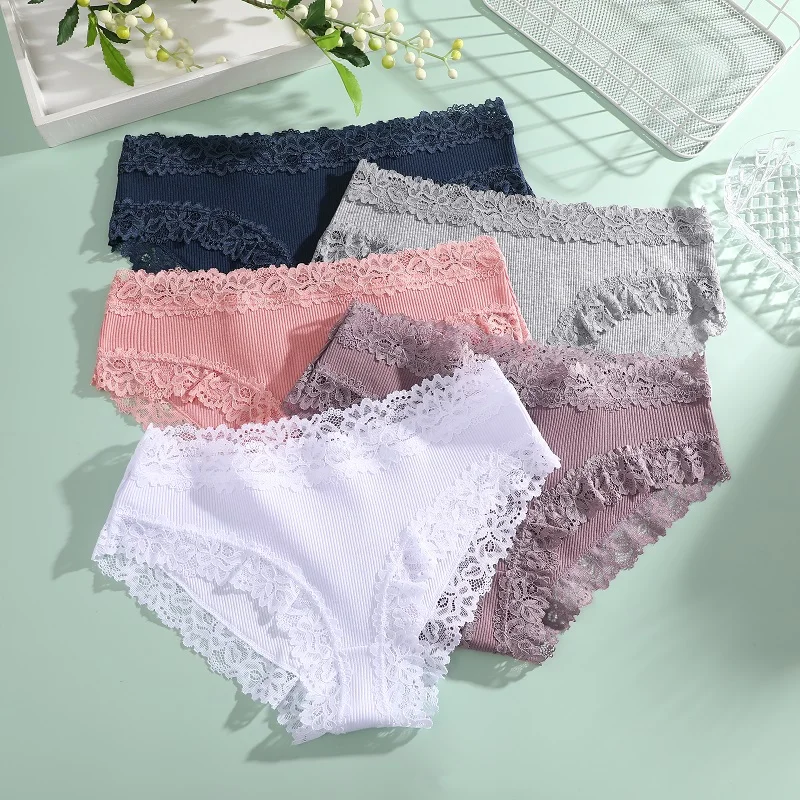 7PCS Cotton Panties For Women Seamless Ribbed Briefs Female Stretch Comfortable Underwear Ladies Low Waist Sexy Lingerie Solid
