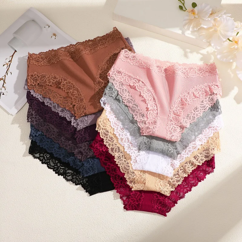 7PCS Cotton Panties For Women Seamless Ribbed Briefs Female Stretch Comfortable Underwear Ladies Low Waist Sexy Lingerie Solid