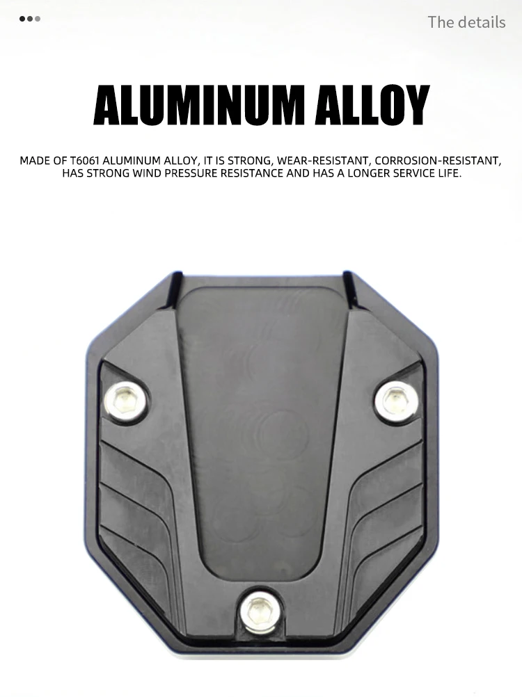 1x Motorcycle Side Stand Cover Aluminum Alloy Motorcycle Stands Pad Universal Bicycle Foot Extension Kickstand Accessories Black