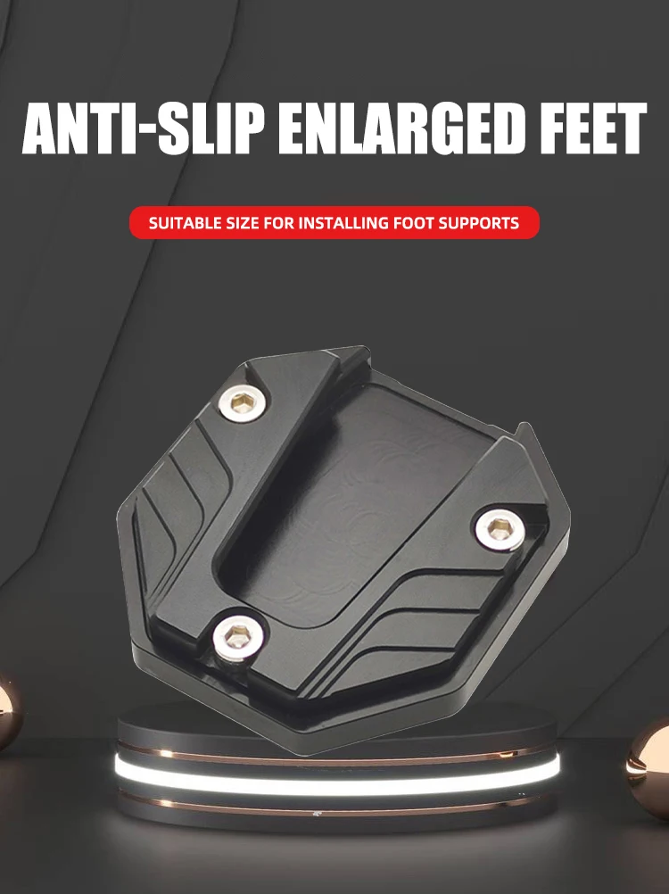 1x Motorcycle Side Stand Cover Aluminum Alloy Motorcycle Stands Pad Universal Bicycle Foot Extension Kickstand Accessories Black