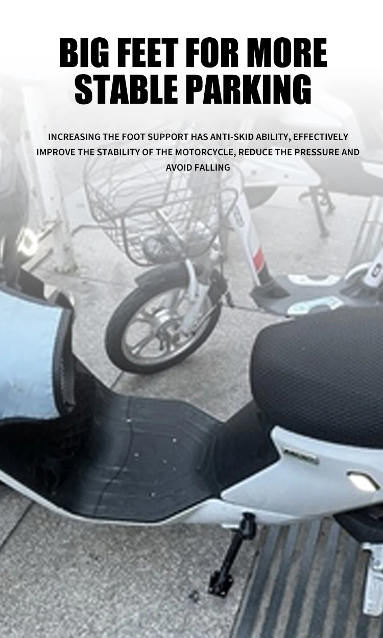 1x Motorcycle Side Stand Cover Aluminum Alloy Motorcycle Stands Pad Universal Bicycle Foot Extension Kickstand Accessories Black