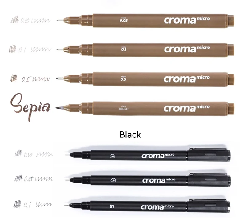 Micron Liner Fineliner Pen 0.05 0.03 0.1 0.5 Brush Tip Black Brown Fineliner Sketching Manga Drawing Pen Color Sketch Stationery