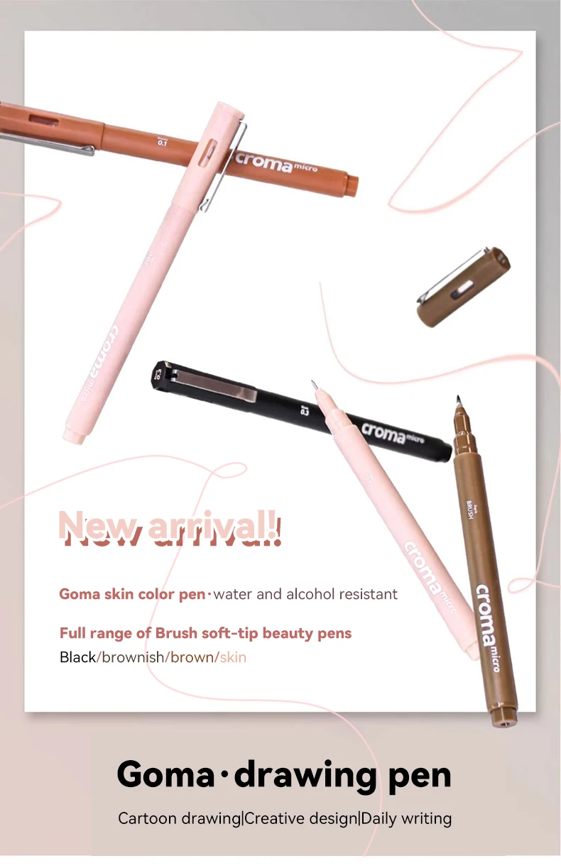 Micron Liner Fineliner Pen 0.05 0.03 0.1 0.5 Brush Tip Black Brown Fineliner Sketching Manga Drawing Pen Color Sketch Stationery