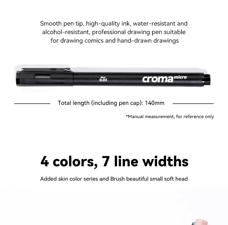 Micron Liner Fineliner Pen 0.05 0.03 0.1 0.5 Brush Tip Black Brown Fineliner Sketching Manga Drawing Pen Color Sketch Stationery