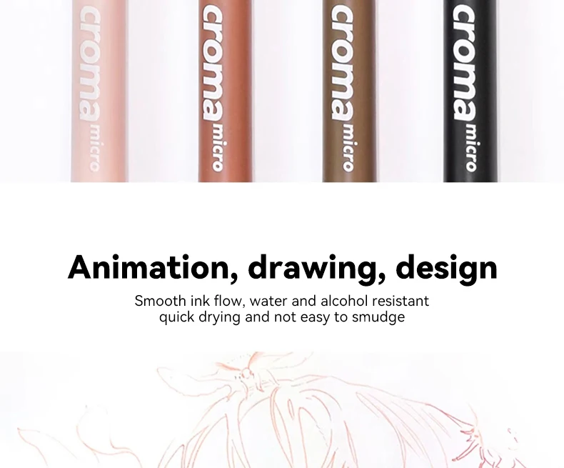Micron Liner Fineliner Pen 0.05 0.03 0.1 0.5 Brush Tip Black Brown Fineliner Sketching Manga Drawing Pen Color Sketch Stationery