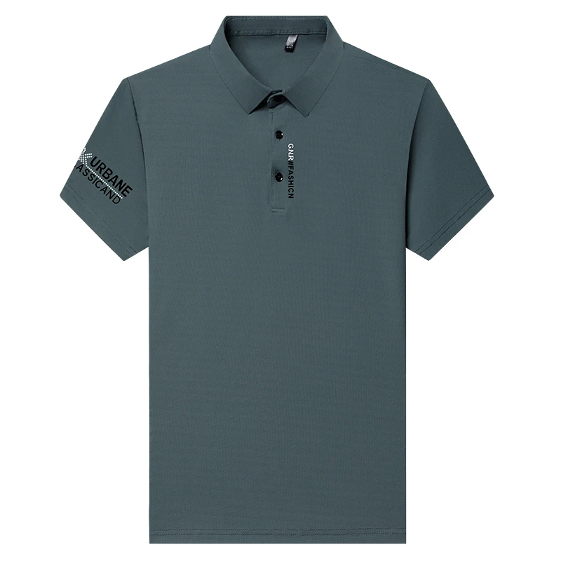 New Men's Business Casual Short Sleeved Shirt with Badge Solid Color Polo Shirt Fashionable Breathable Comfortable Versatile Top