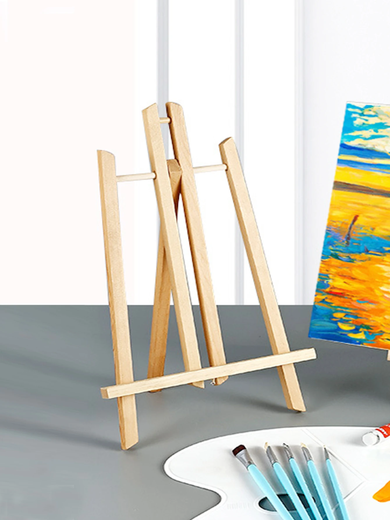 Wooden Trapezoidal Easel, Portable Foldable Display Bracket On The Desktop, Painting Party Easel, Used For Painting Art Display