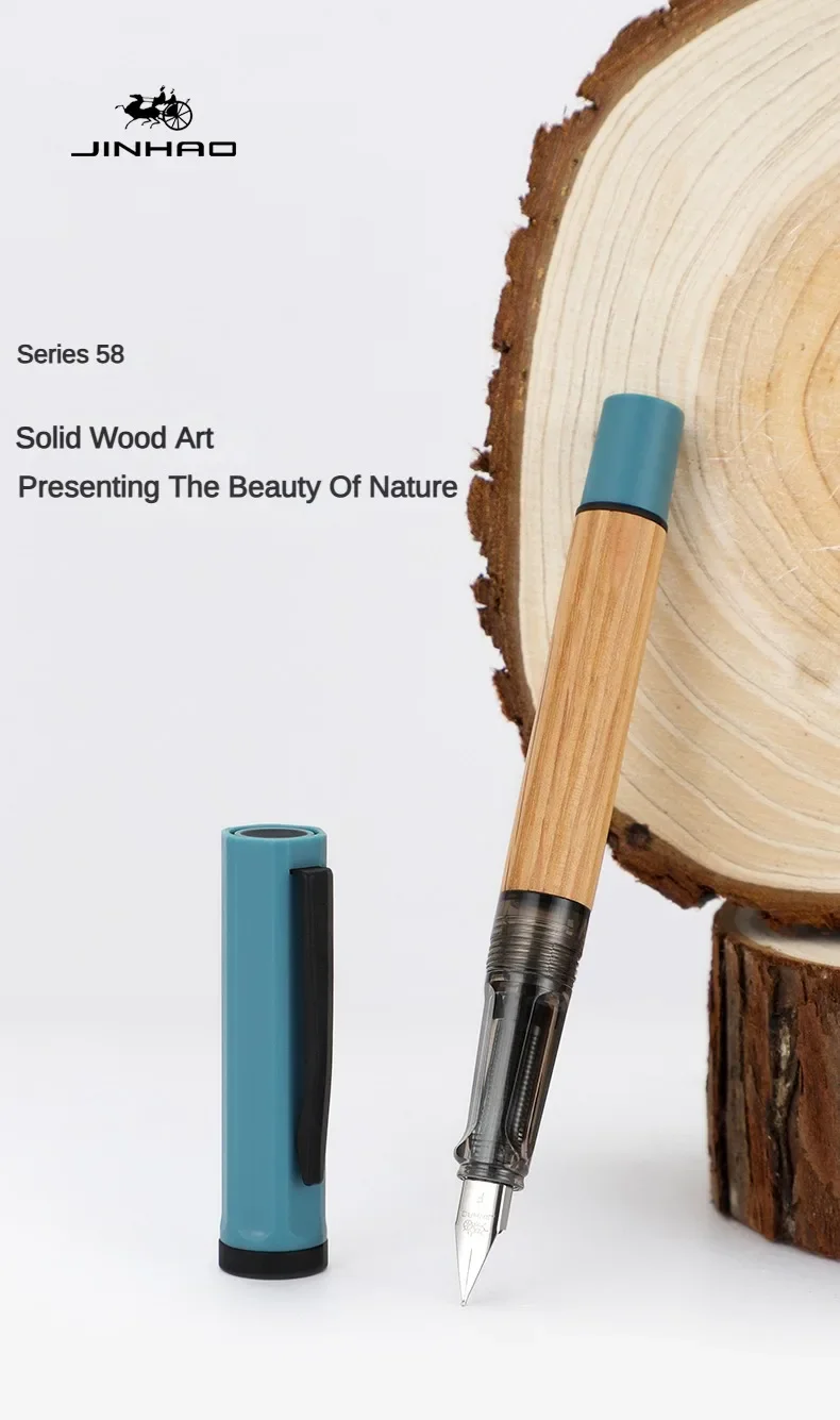 JINHAO 58 Wood / Scrimshaw Fountain Pen Colorful F EF Ink Pen High Quality Calligraphy Pen Stationery School Office Supplies