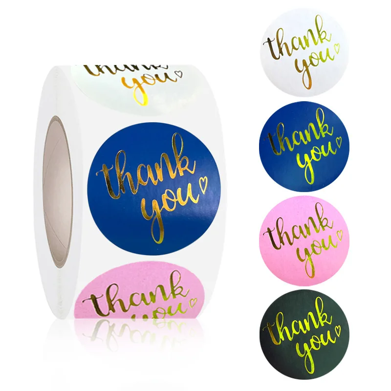 50-500pcs Thank You Sticker Pink Paper Business Label Sticker for Baking Packaging Handmade Decor Cute Stationery Supplies 1inch