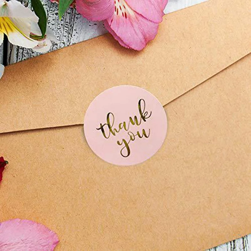 50-500pcs Thank You Sticker Pink Paper Business Label Sticker for Baking Packaging Handmade Decor Cute Stationery Supplies 1inch
