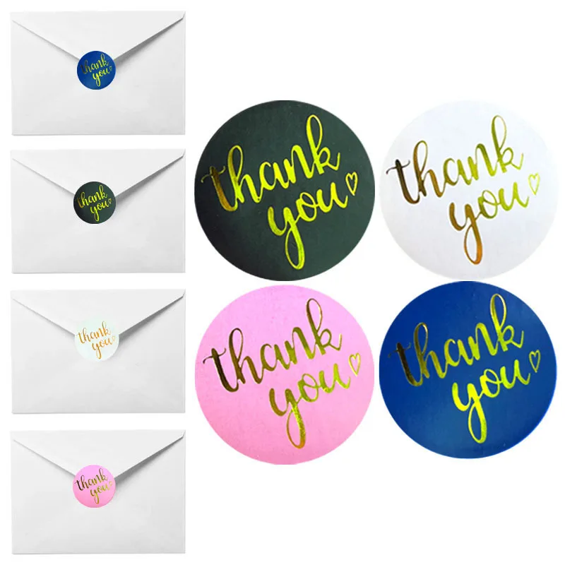 50-500pcs Thank You Sticker Pink Paper Business Label Sticker for Baking Packaging Handmade Decor Cute Stationery Supplies 1inch