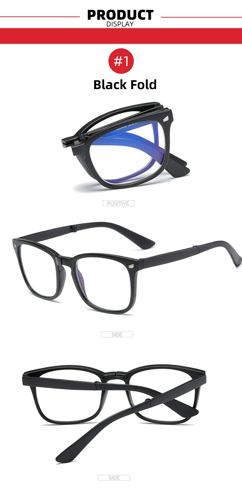 VIVIBEE Folding Anti Blue Light Blocking Glasses Men Square Classic Black Frame Computer Eyeglasses 2026 Women