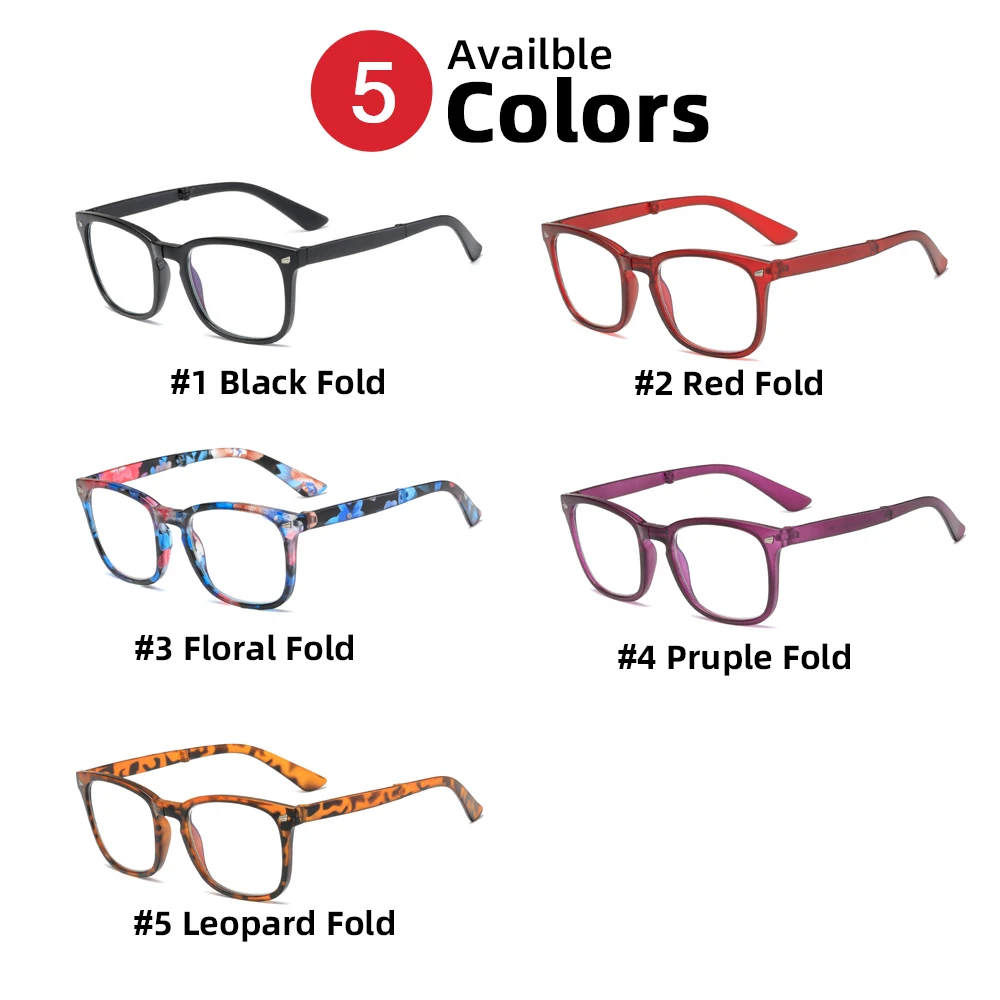 VIVIBEE Folding Anti Blue Light Blocking Glasses Men Square Classic Black Frame Computer Eyeglasses 2026 Women