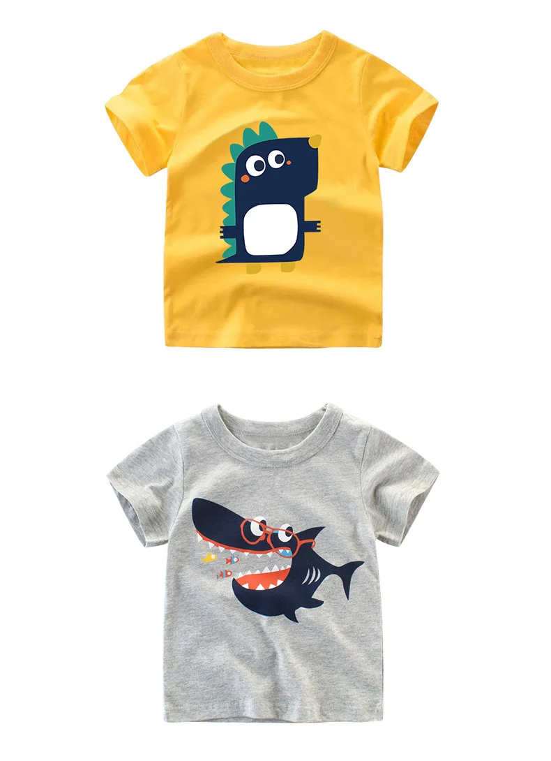 2 3 4 5 7 9 Years Summer Baby Boys Short Sleeve T-shirt Children Kids Cotton Cartoon Tops For Little Boys KF1022